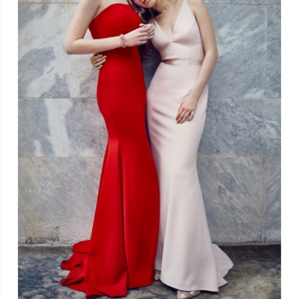 Anthropologie Red strapless prom dress size 4